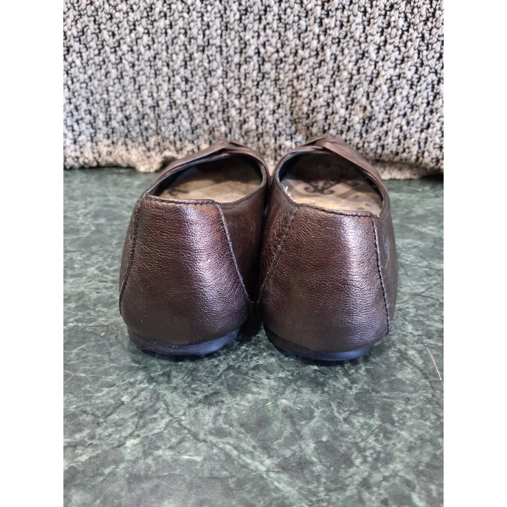 Born Lilly Metallic Bronze Leather Ballet Flats Womens Sz 8 Slide On Twist Knot - Picture 5 of 13